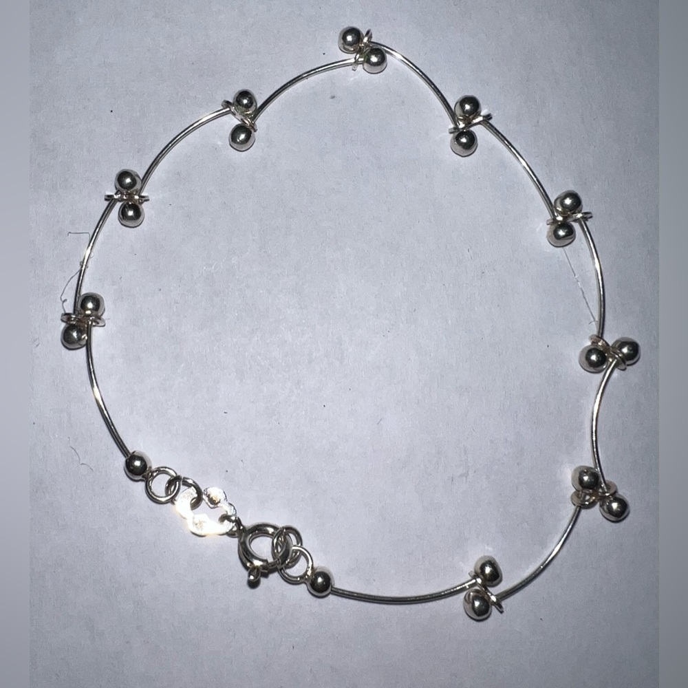 Vintage Sterling Silver Dented Sphere Fancy Links Chain Bracelet 925-Like New!
